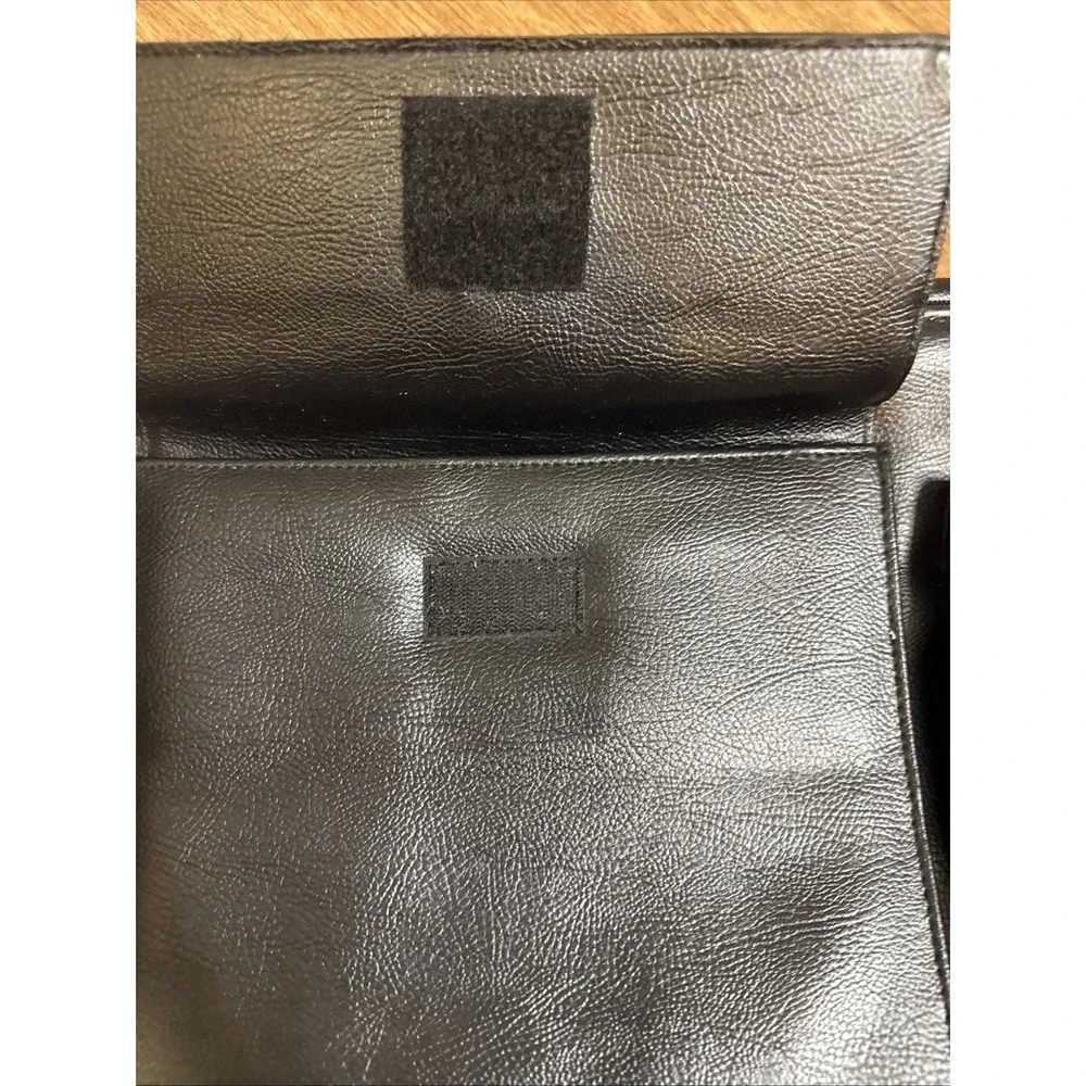 Pierre BALMAIN Paris Vintage Leather Briefcase Black Gold 80s Laptop Bag - Picture 2 of 11